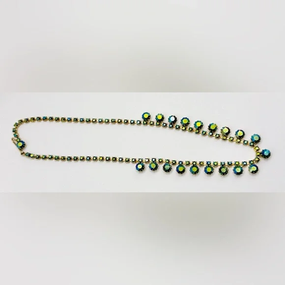 Vintage-Style GT & Blue Aurora Borealis Crystal Rhinestone Necklace by Alexa Rae - Picture 5 of 7